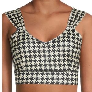 LA Threads Mojave Houndstooth Printed Sports Bra Cute Top Size Small New